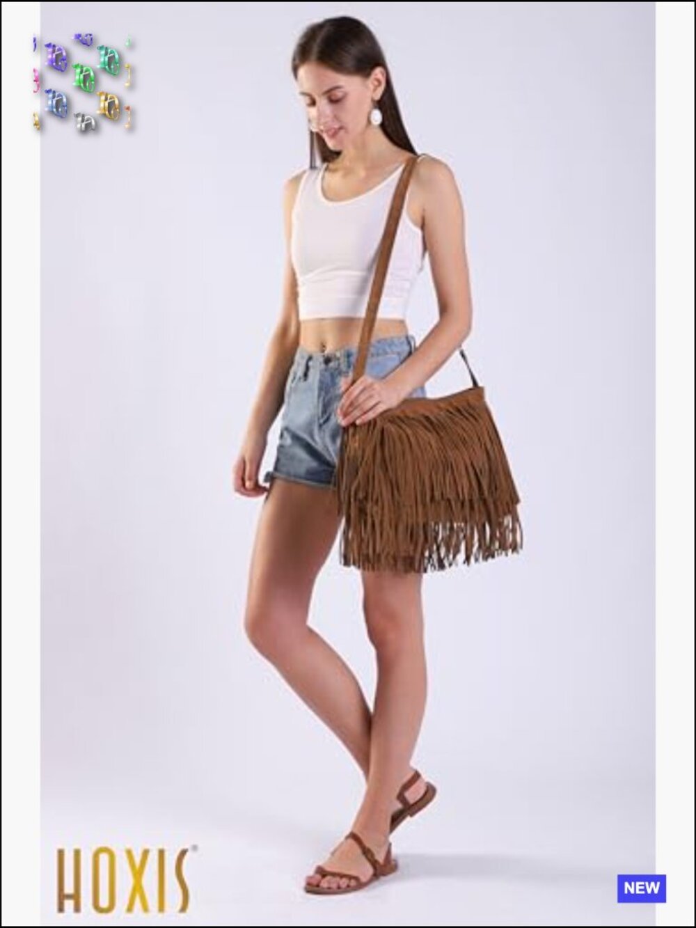 Faux Suede Hobo Crossbody Bag Tassel Detail Adjustable Strap Casual Chic - Picture 6 of 6